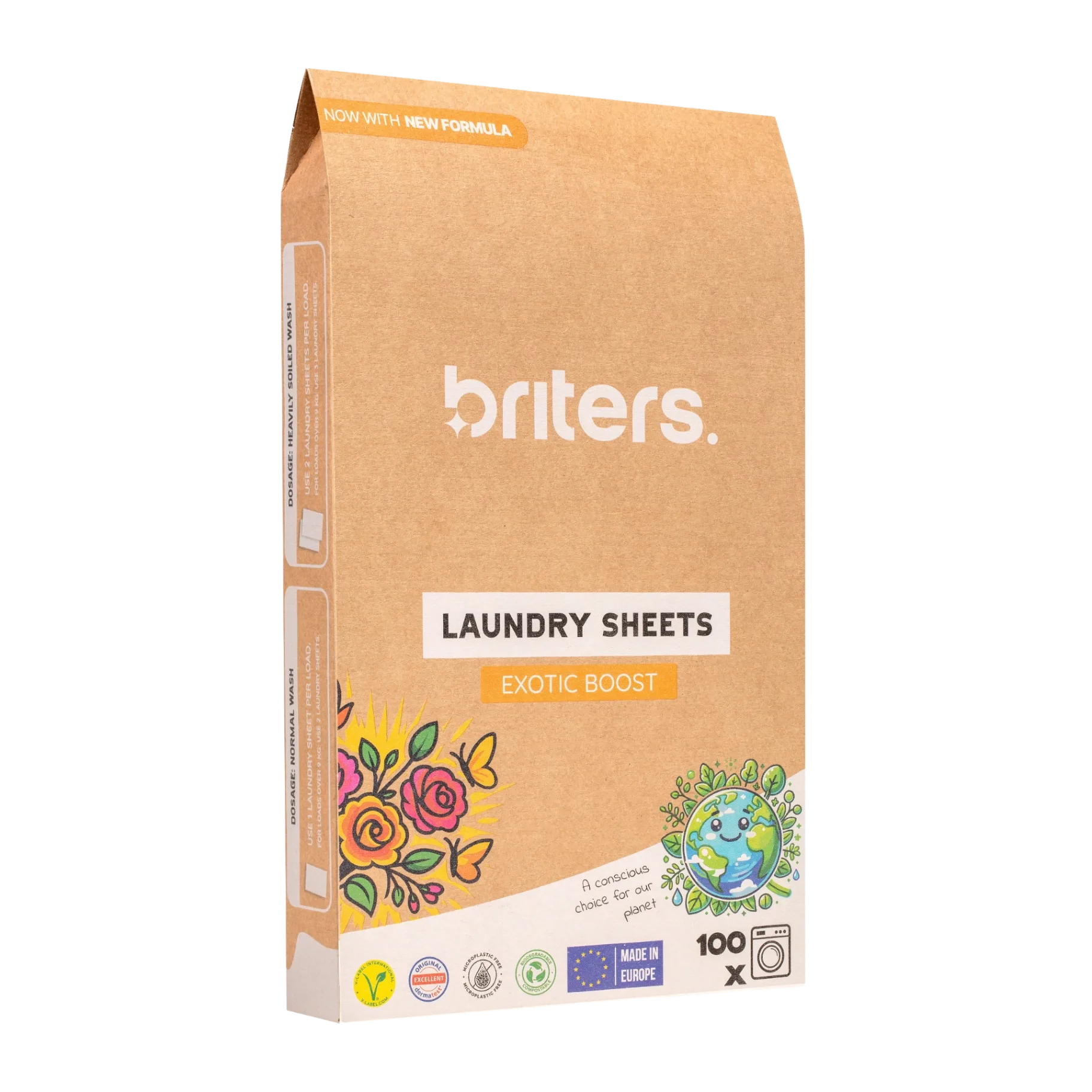 Briters Laundry Sheets Exotic Boost kraft pack, 100 washes, made in Europe