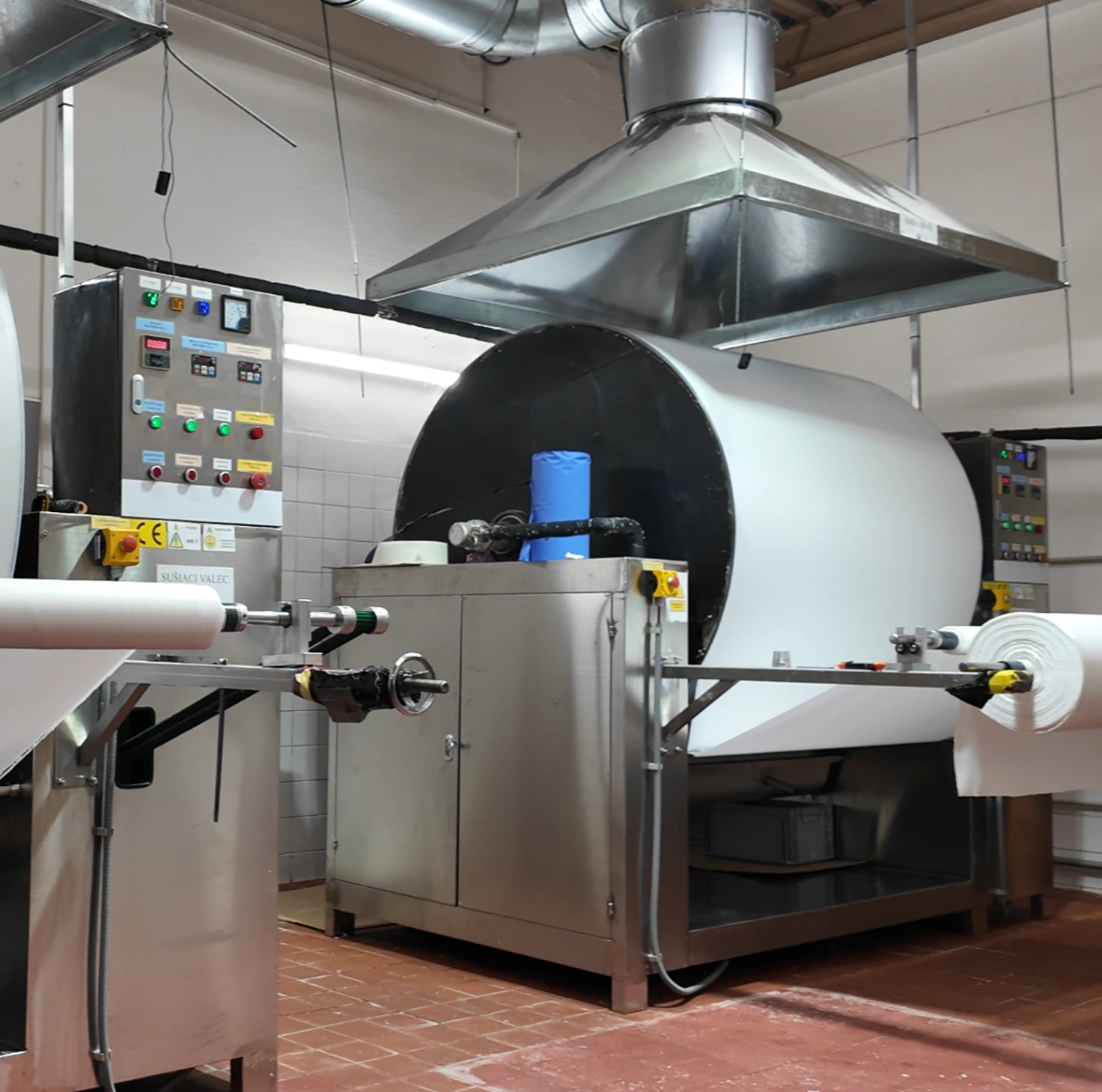 Mixing and drying the concentrated formula into laundry sheets at the factory in Europe